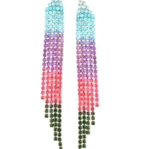 NWT Rhinestone fringe Statement Earrings